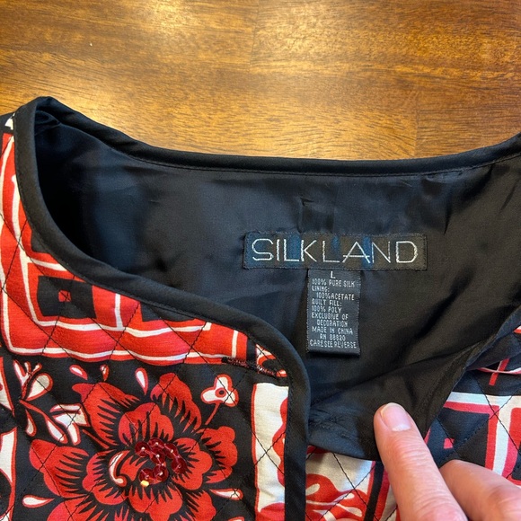 Vintage 1990’s SILKLAND patchwork jacket-100% silk - Picture 3 of 13